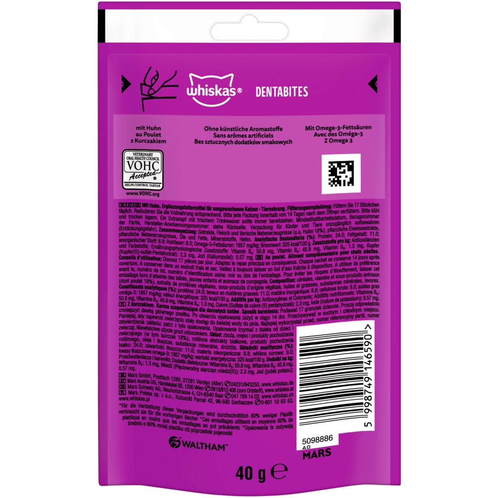 WHISKAS® DENTABITES Huhn, 40g - 2