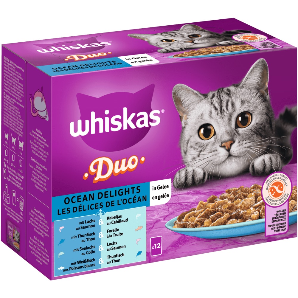 WHISKAS® Duo Ocean Delights in Gelee, Multipack 12 x 85g - 1