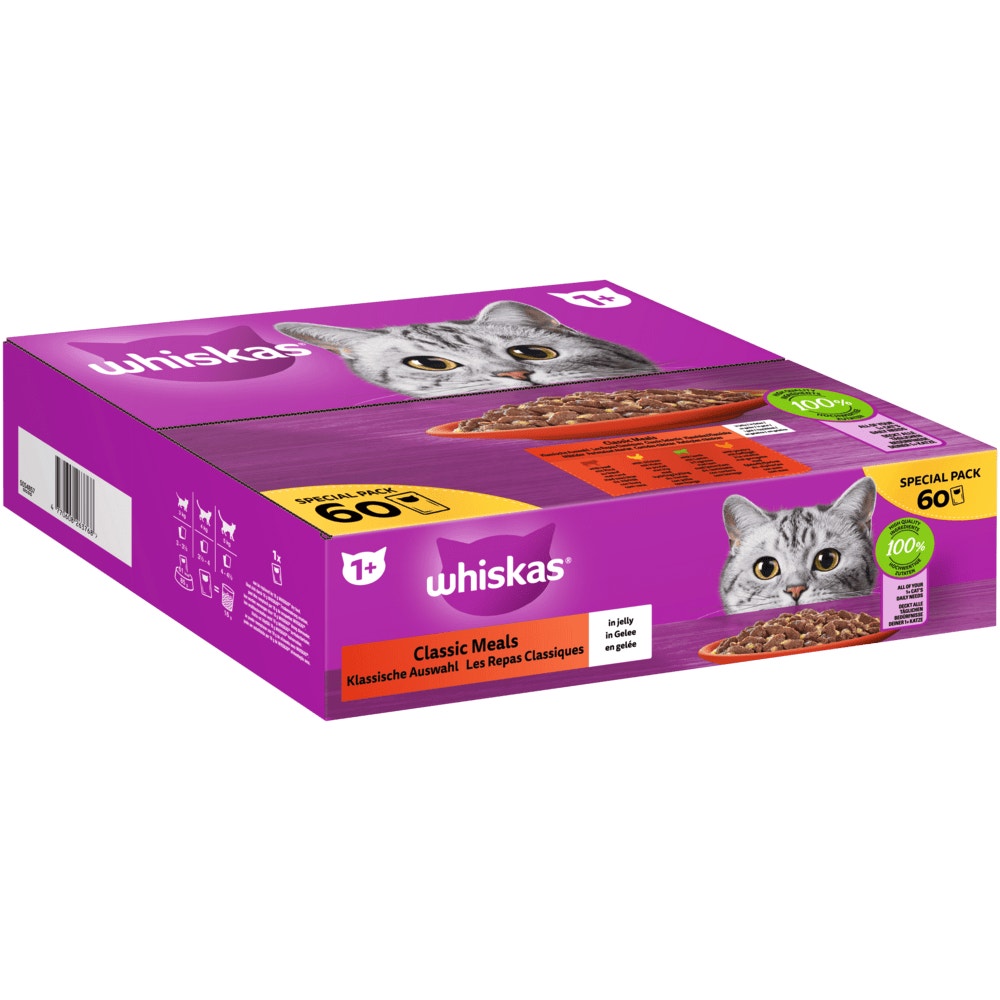 WHISKAS® Portionsbeutel Multipack Special Pack 1+ Klassische Auswahl in Gelee 60 x 85g - 1