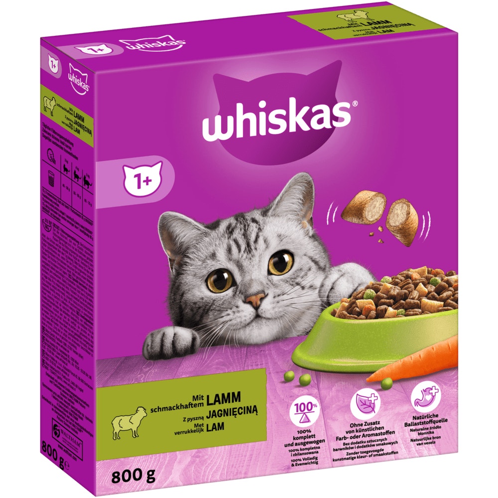 WHISKAS® 1+ Lamm, Trockenfutter, 800g - 1