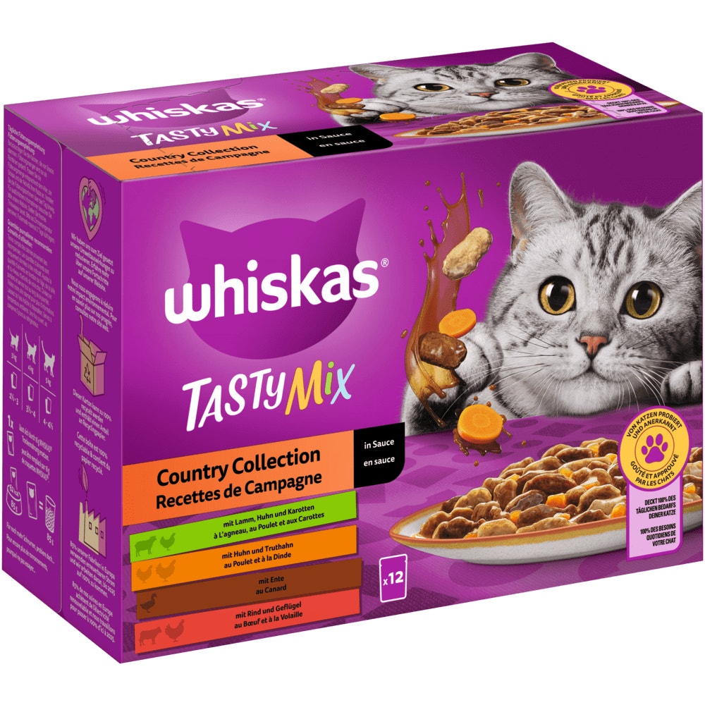 WHISKAS® Tasty Mix Country Collection in Sauce 12 & 24 x 85g - 1