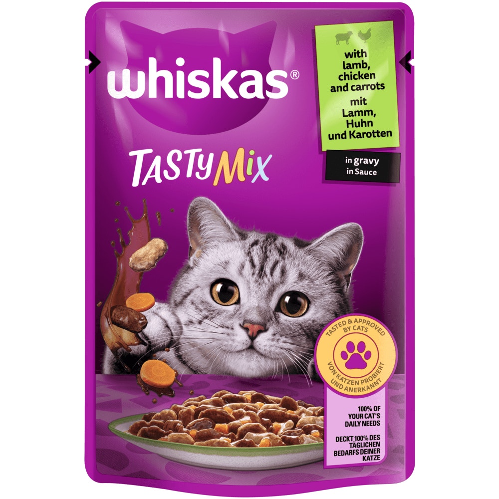 WHISKAS® Tasty Mix Lamm, Huhn & Karotten in Sauce, 85g - 1