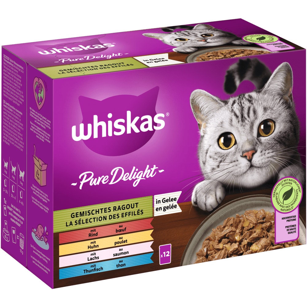 WHISKAS® Pure Delight Gemischtes Ragout in Gelee, Multipack 12 x 85g - 1