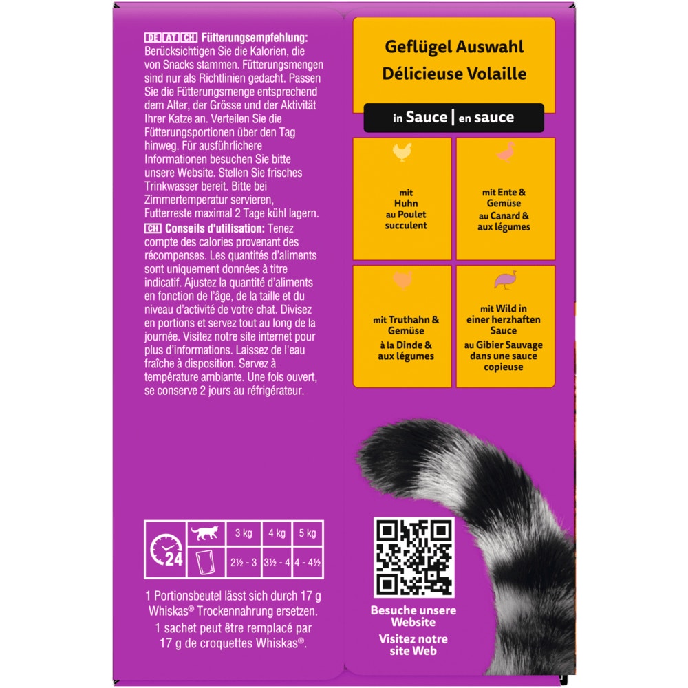 WHISKAS® AROMATIC 1+ Geflügel Auswahl 4 Varietäten in Sauce, Multipack 12 x 85g - 3