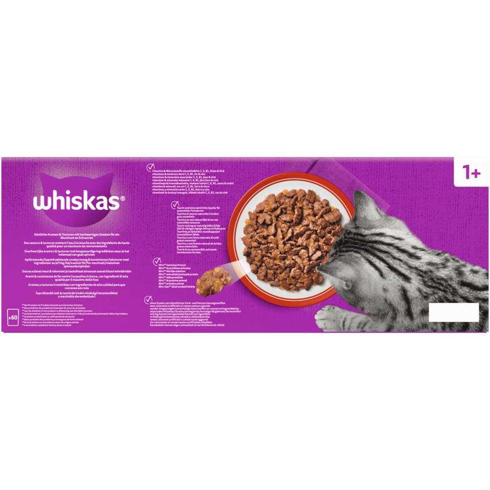 WHISKAS® 1+ Klassische Auswahl in Gelee, Multipack 60 x 85g - 3