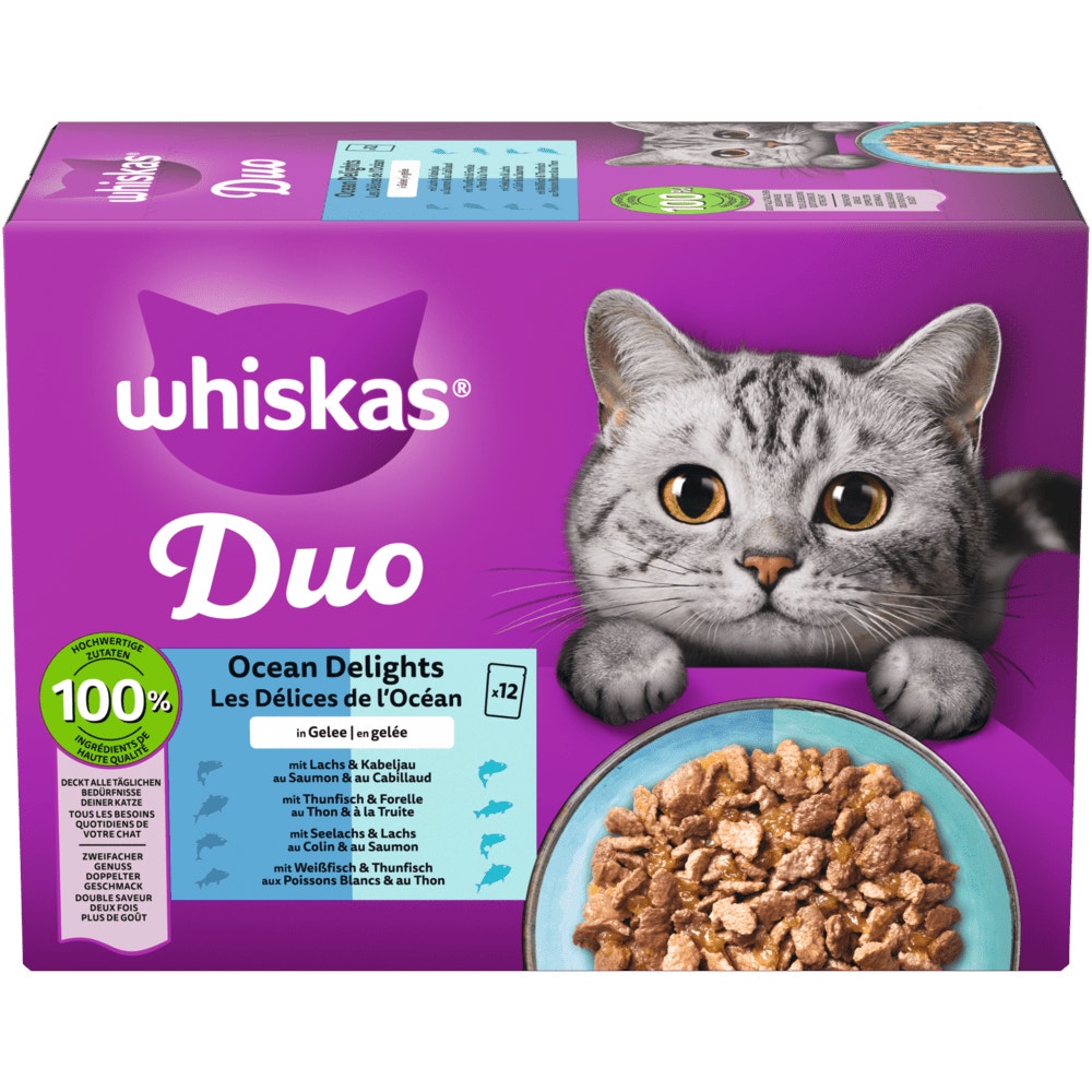 WHISKAS® Duo Ocean Delights in Gelee, Multipack 12 x 85g - 1