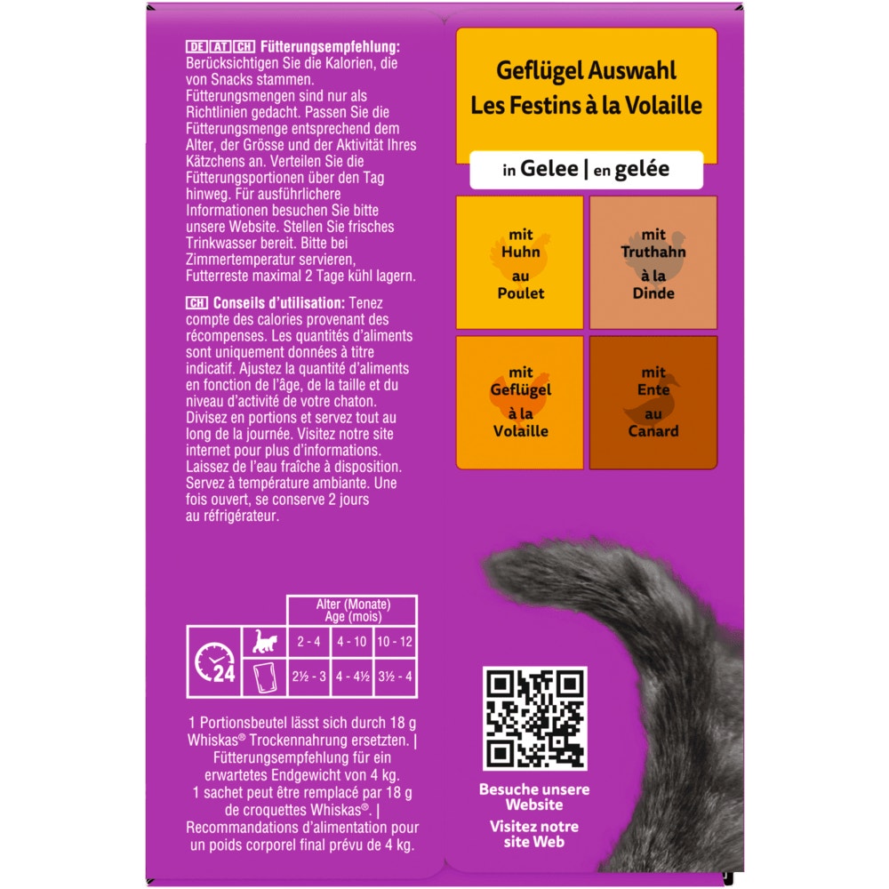 WHISKAS® Junior Geflügel Auswahl 4 Varietäten in Gelee, 12 & 40 x 85g - 3