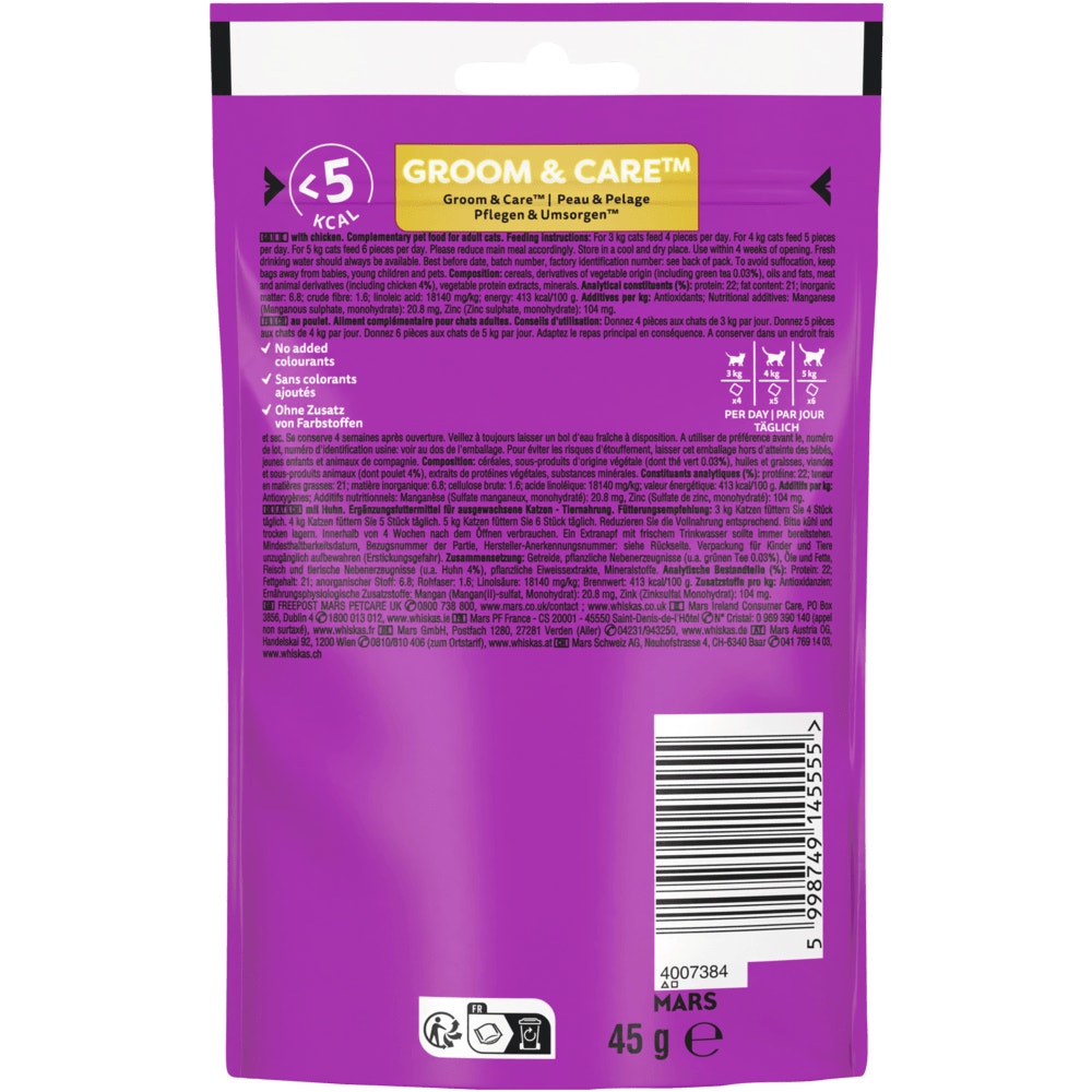WHISKAS® GROOM & CARE Huhn, 45g - 2