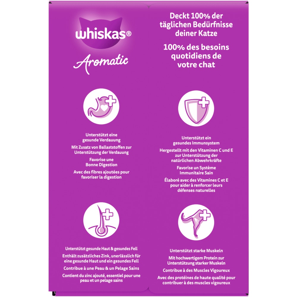 WHISKAS® AROMATIC 1+ Geflügel Auswahl 4 Varietäten in Sauce, Multipack 12 x 85g - 2